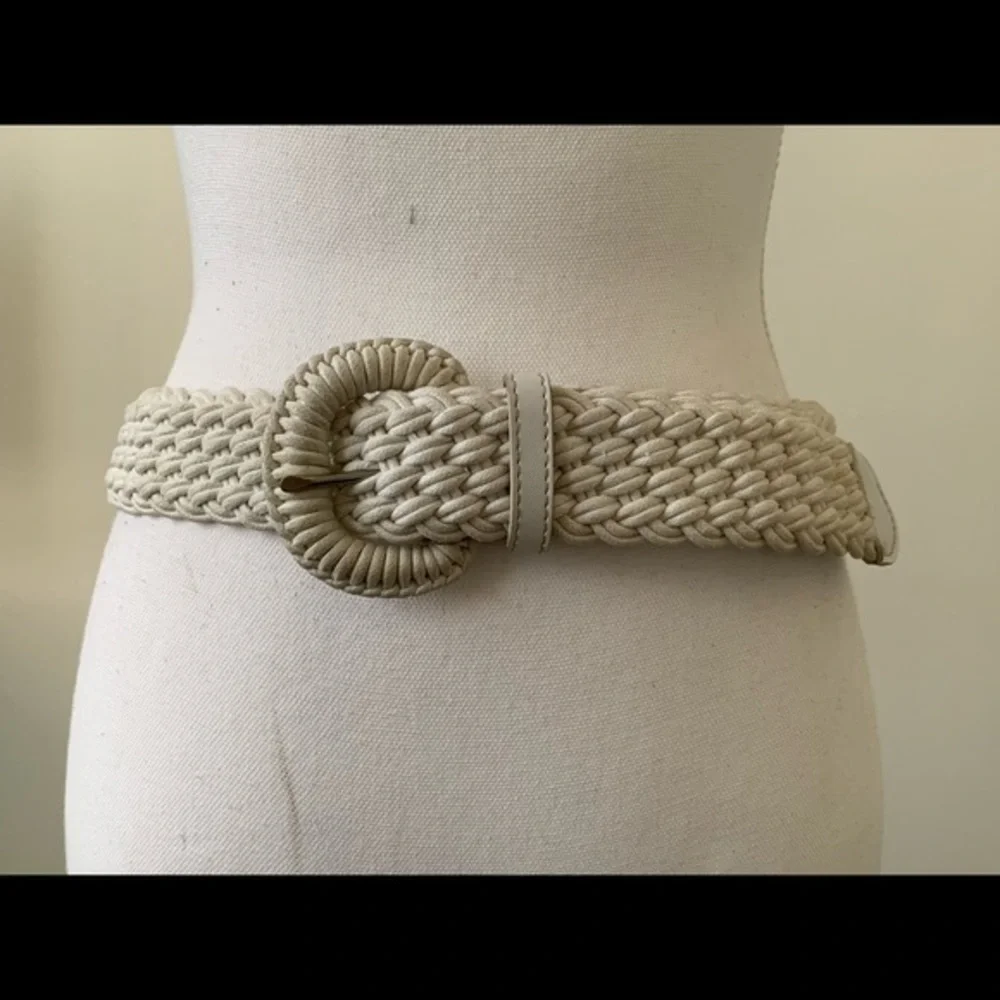 Elegant Cream Woven Belt